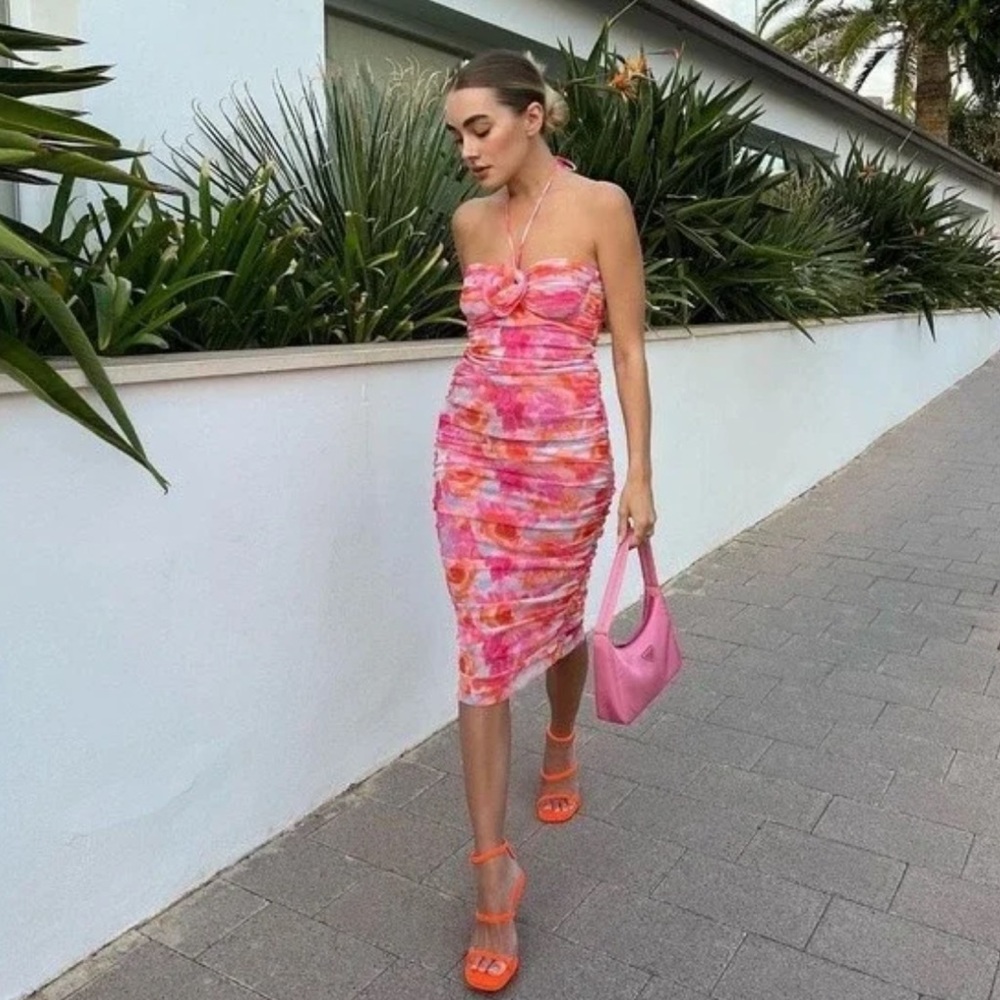 NWOT ZARA FLORAL TULLE DRESS
